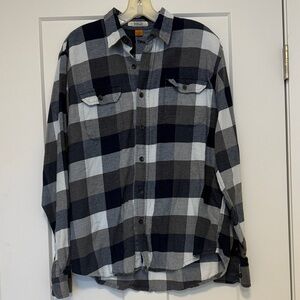 Men's Navy and Gray Flannel Shirt